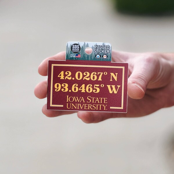 Iowa State University Coordinates Cardinal Rugged Sticker (3.5 in)